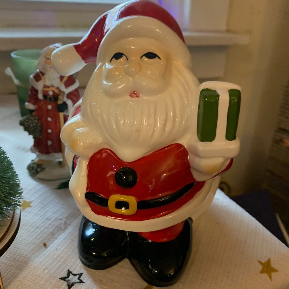 Vintage RELPO T838 Cold-painted "Santa and His Pack" Candy Dish |Vase | Planter